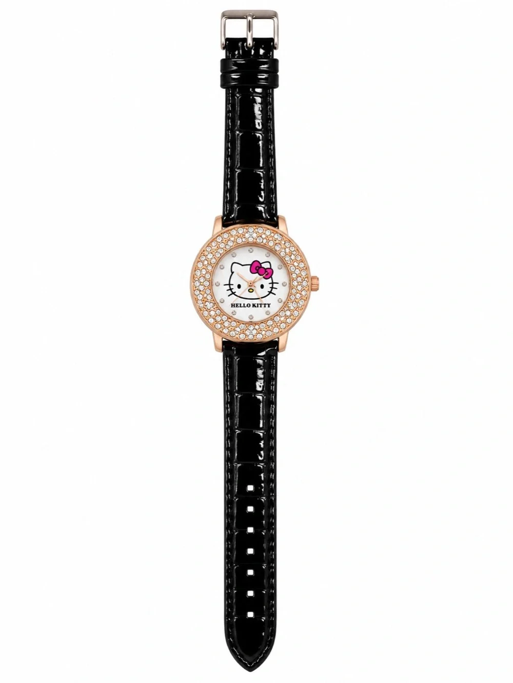 Hello Kitty Rhinestone Watch Rose Gold Face Faux Leather Strap.NWT